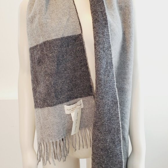 NWT Italian Woolen Treasures Lambswool Scarf Color block Italy 66"x14" - Picture 4 of 4